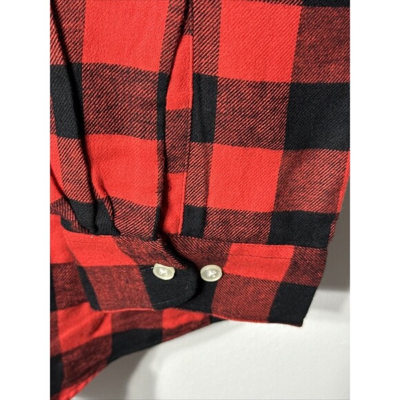 Club Room Shirt Men’s XXL Flannel Red/BLK Plaid Casual Button Down With Pocket - Picture 2 of 10